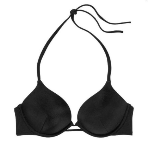 36A Halter BOMBSHELL ADD 2 CUPS Swimsuit  Black Bikini Swim Top New - Picture 5 of 7